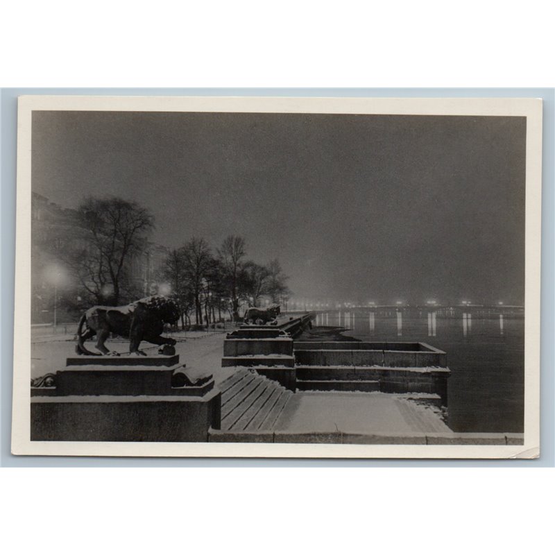 1955 LENINGRAD Embankment Roshal Architecture RPPC Soviet USSR Postcard