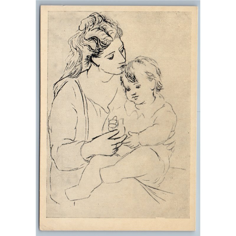 Pablo PICASSO Mother and Baby Child Maternity Graphics Art Rare Russian Postcard