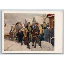 1955 WW2 Woman after WAR Award Come Back in KOLKHOZ Peasant Soviet USSR Postcard